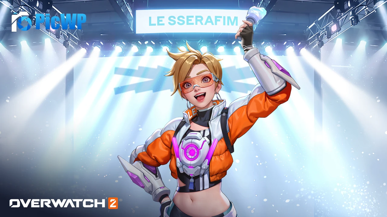 Tracer Le Sserafim Overwatch 2 Skin 6K PC Wallpaper