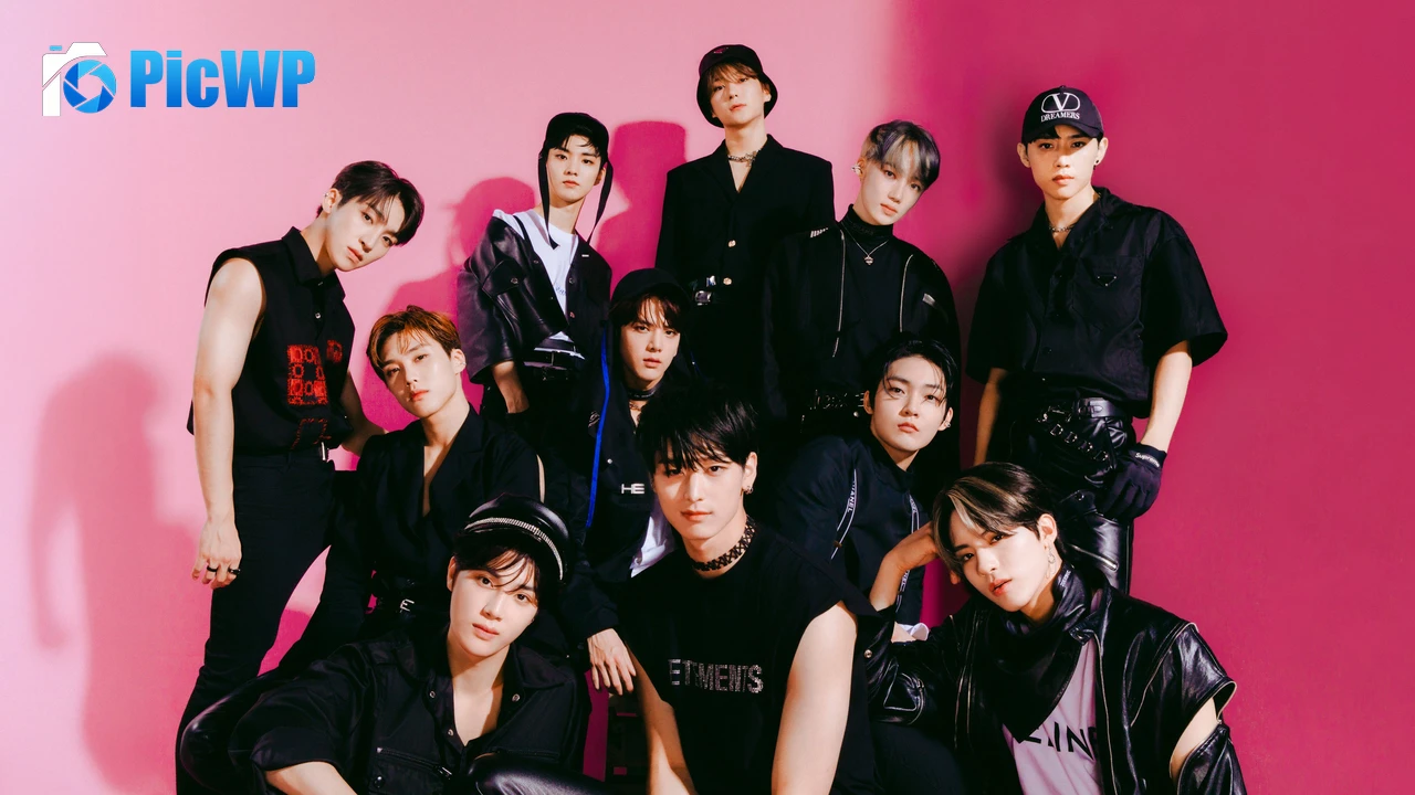 ATEEZ Pink background 6K PC Wallpaper