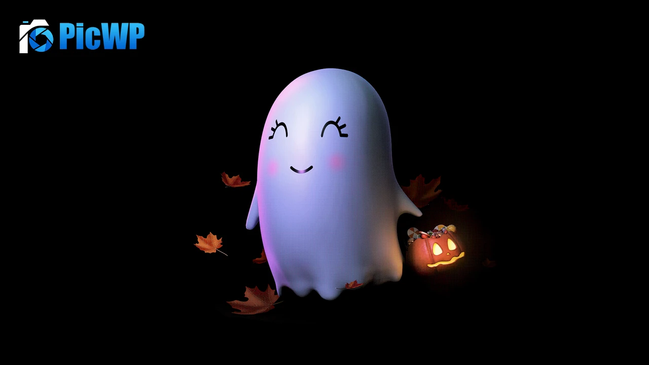 Cute ghost Halloween night 6K PC Wallpaper