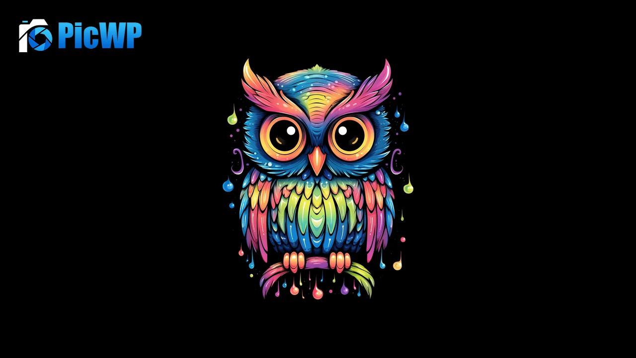 Colorful Owl Cute art 8K PC Wallpaper