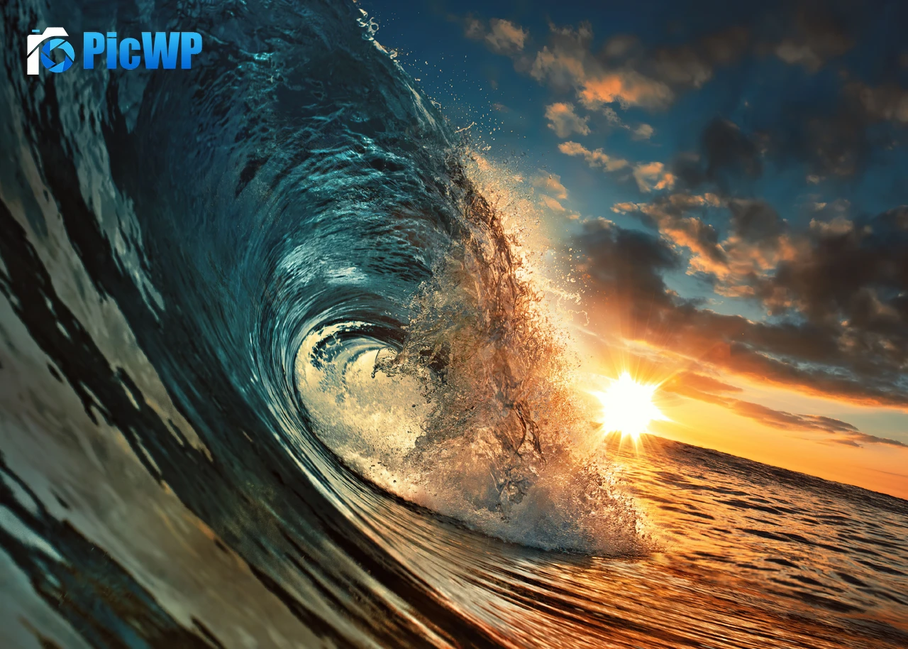 Ocean Waves Sunset 4K PC Wallpaper