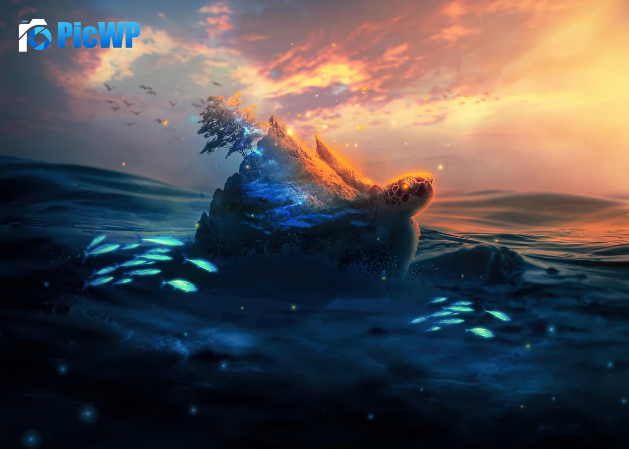 Sea Turtle Surreal 4K PC Wallpaper