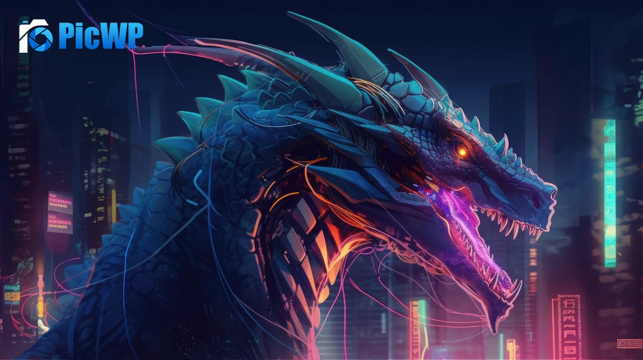 Neon Dragon Midjourney AI art 6K PC Wallpaper