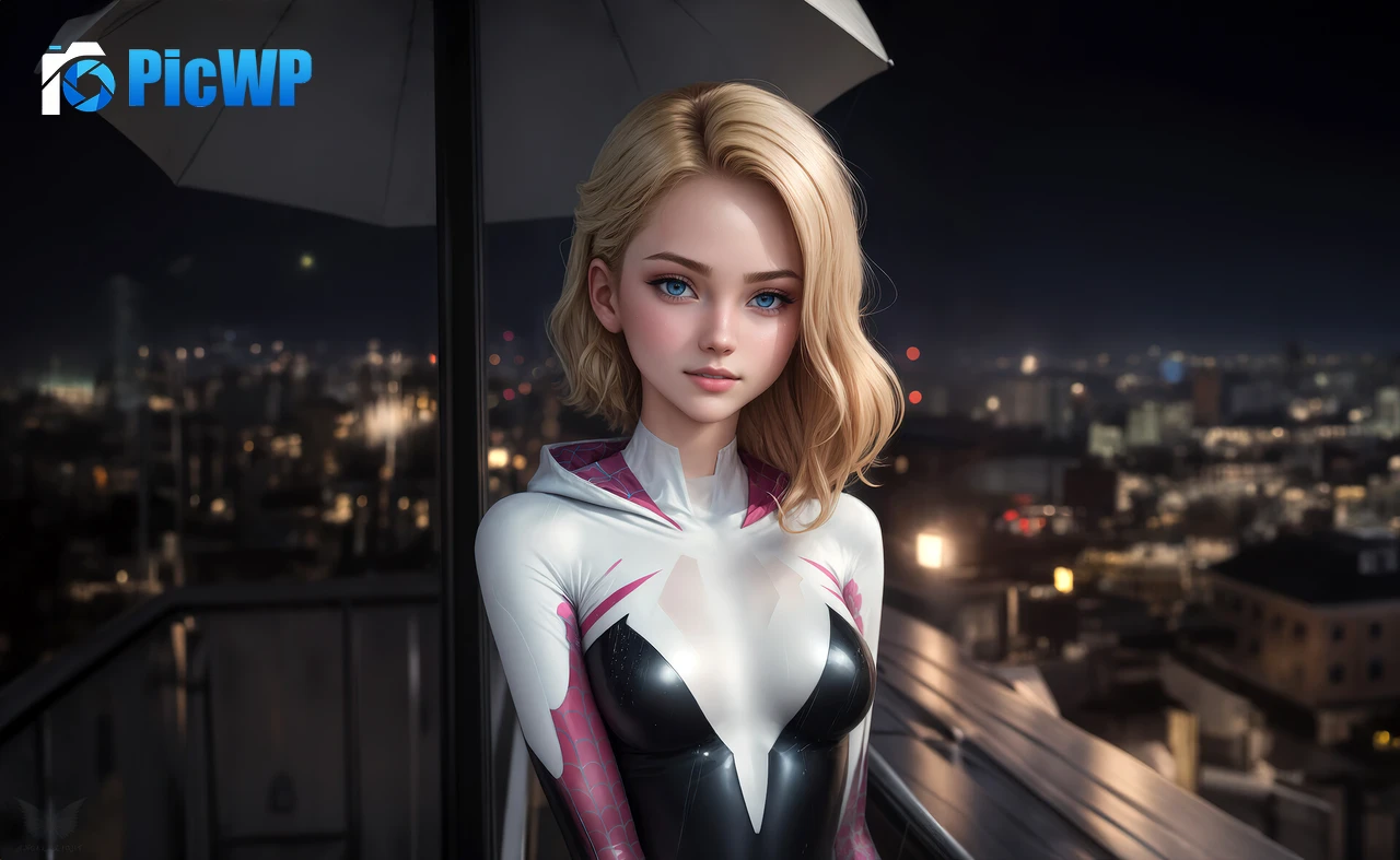 Cute Spider-Gwen Midjourney AI art 4K PC Wallpaper