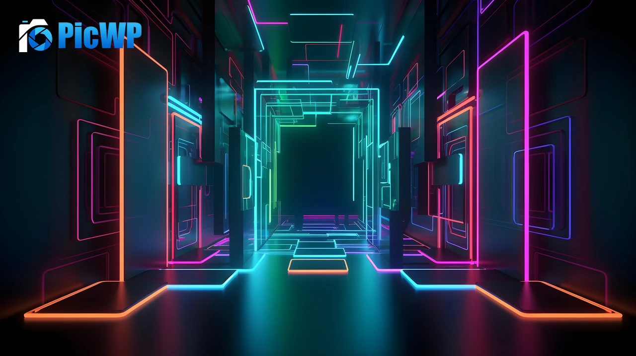 Modern interior Neon Lights 6K PC Wallpaper
