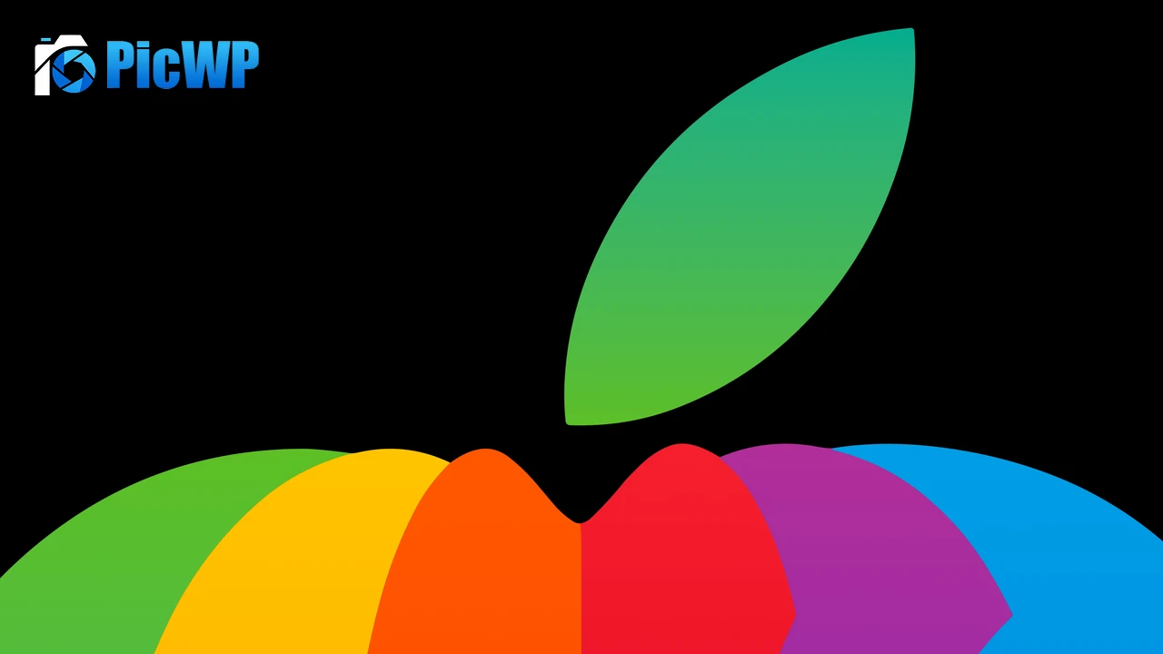 Apple logo Rainbow colors 7K PC Wallpaper