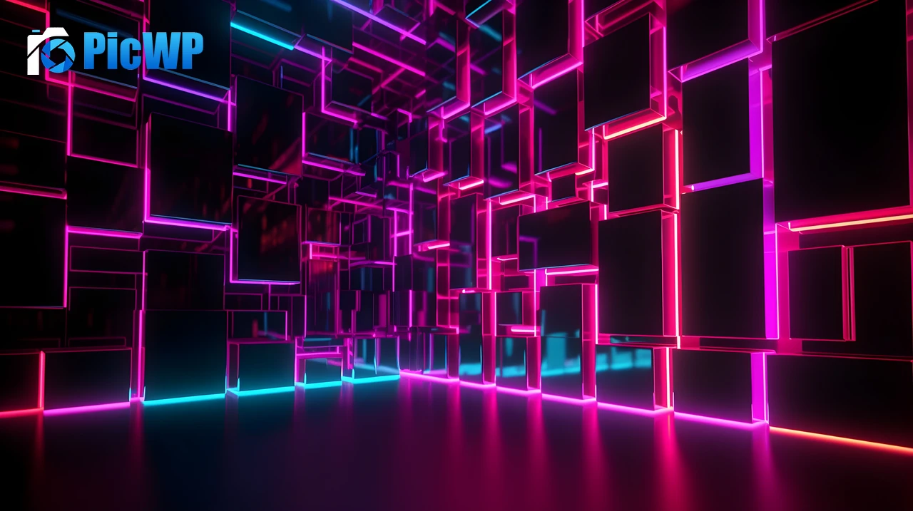 Neon background Cubes 6K PC Wallpaper