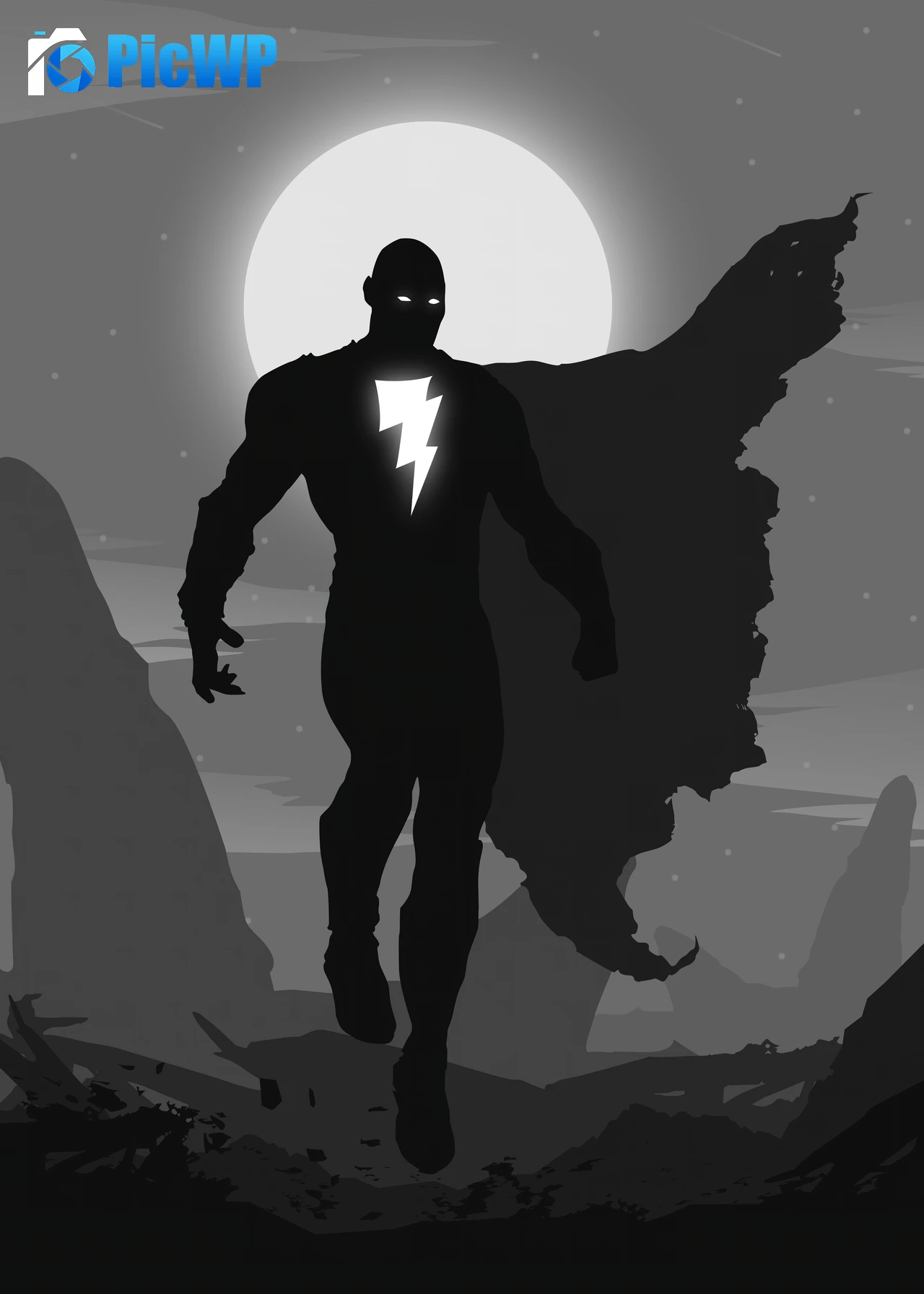 Black Adam Silhouette 8K Mobile Wallpaper