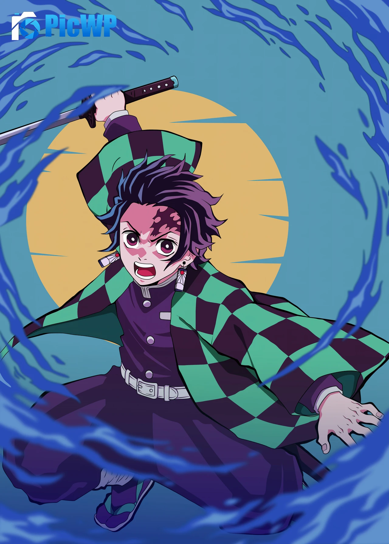 Tanjiro Kamado Water Breathing 8K Mobile Wallpaper