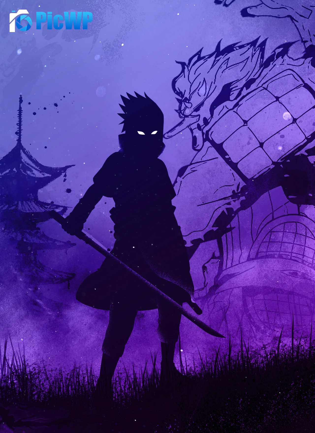 Sasuke Uchiha Silhouette 6K Mobile Wallpaper