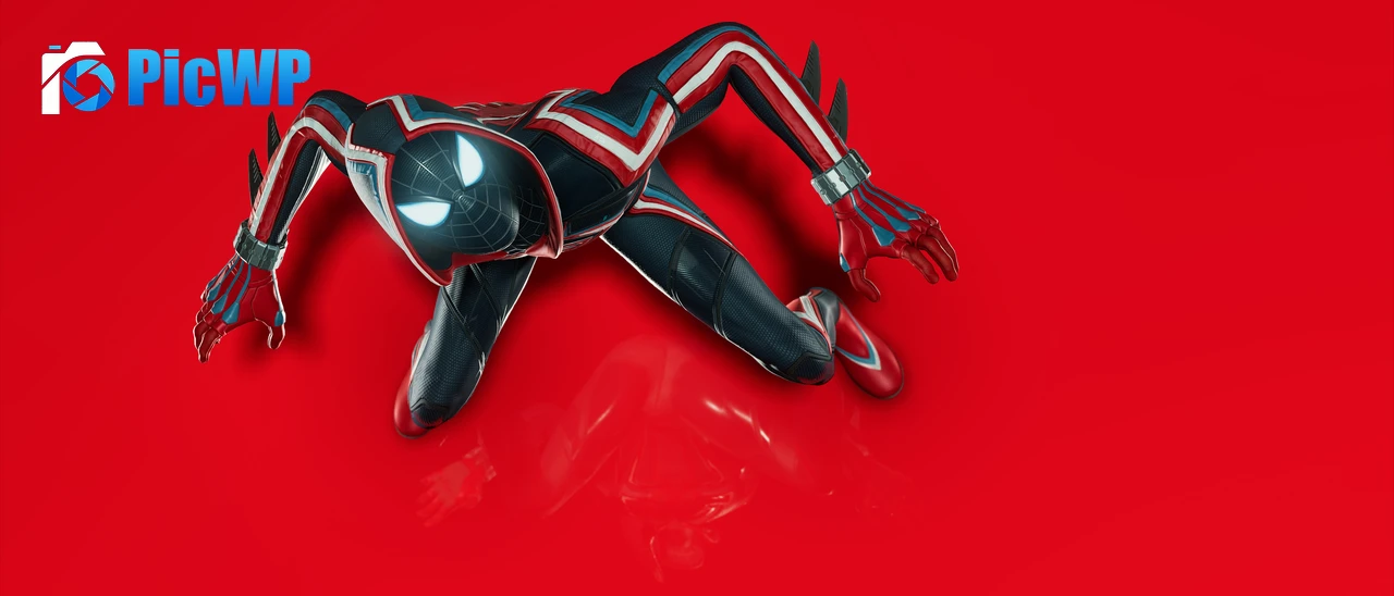 Spider-Man: Miles Morales Red background 6K Wide Wallpaper