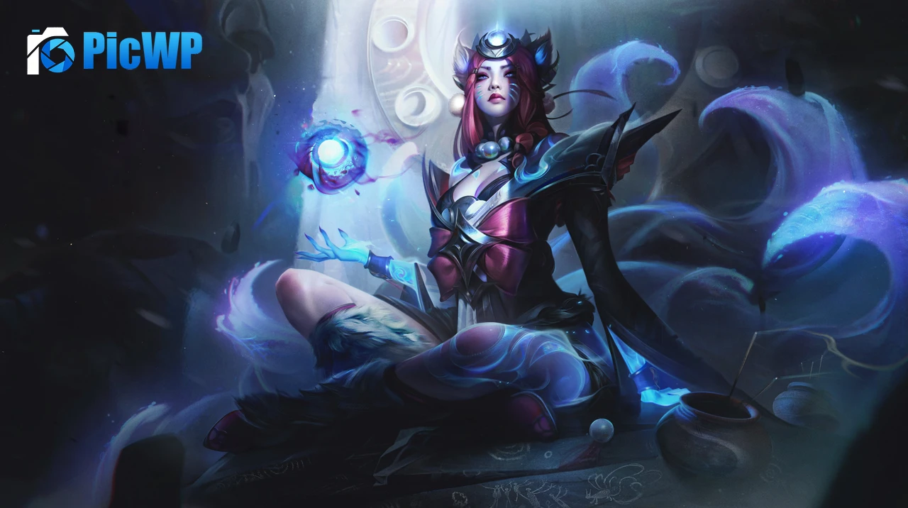 Snow Moon Ahri League of Legends 5K PC Wallpaper