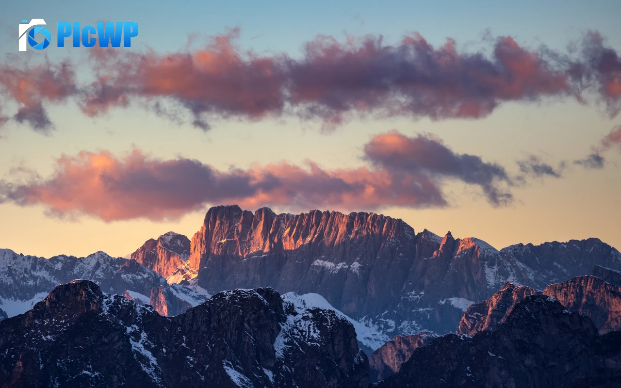 Dolomite mountains Sunset 6K PC Wallpaper
