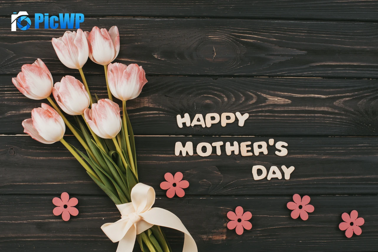Happy Mother's Day Wooden background 5K PC Wallpaper