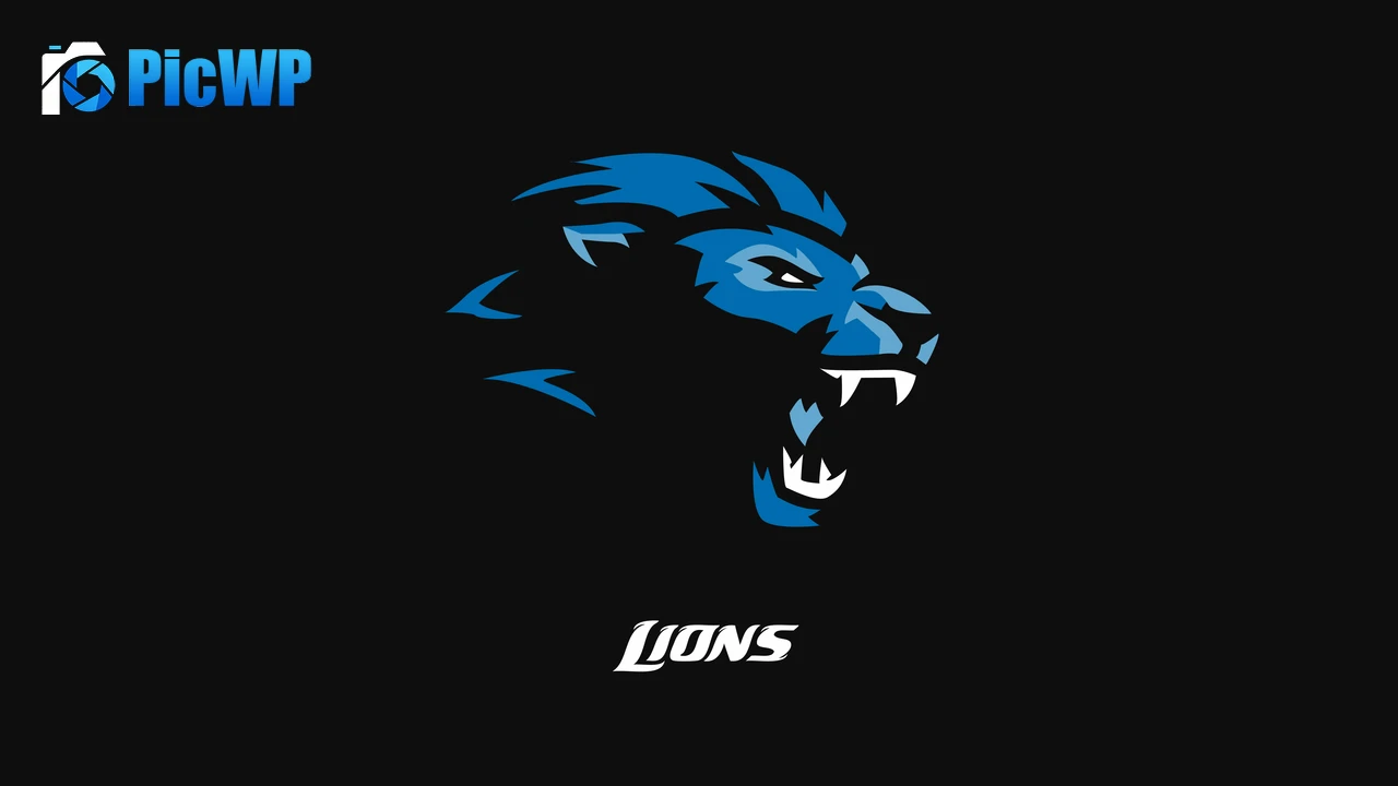 Detroit Lions Black background 6K PC Wallpaper