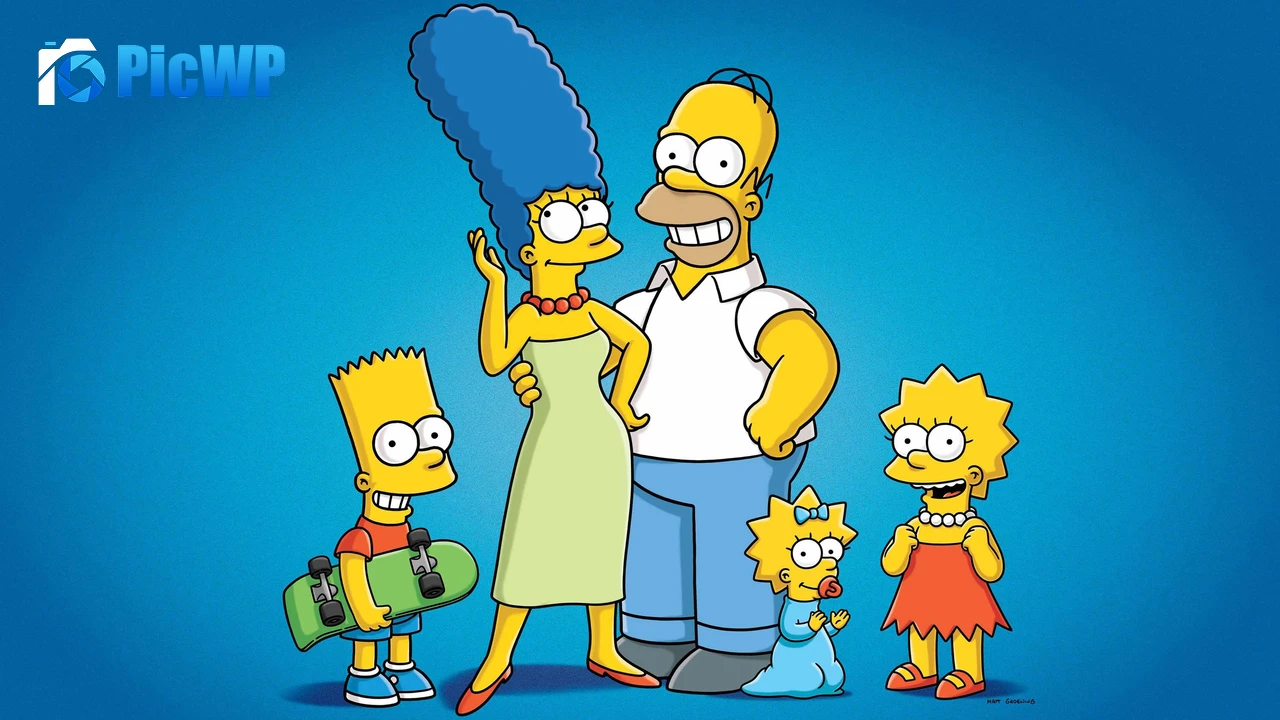 The Simpsons Blue background 6K PC Wallpaper