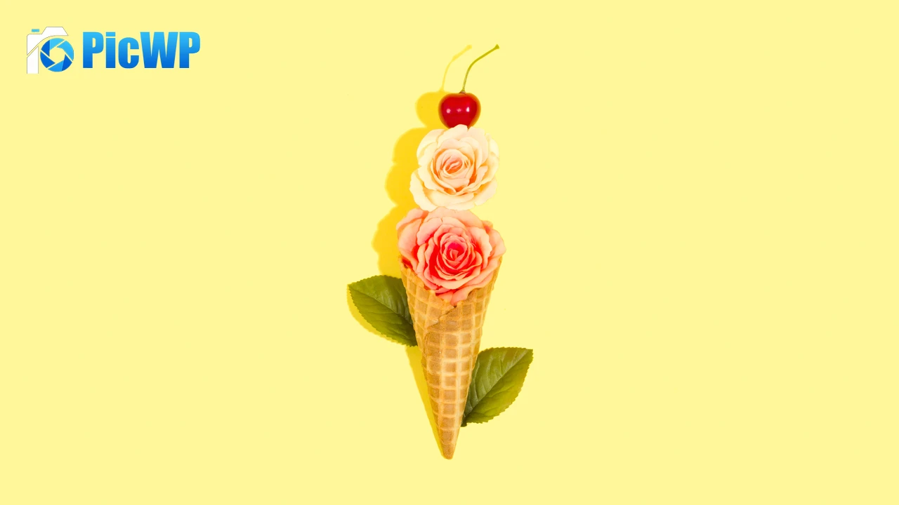 Rose flowers Ice cream cone 6K PC Wallpaper