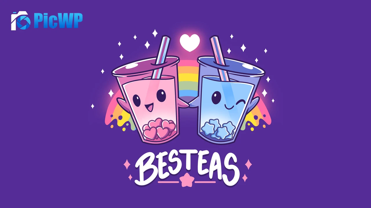 Kawaii bubble tea Love hearts 8K PC Wallpaper
