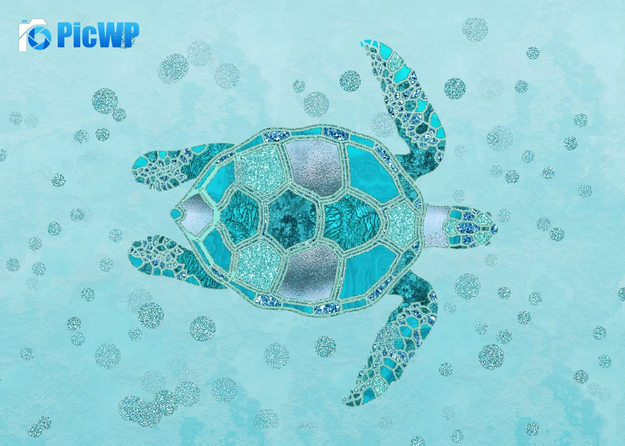 Turtle Turquoise background 4K PC Wallpaper