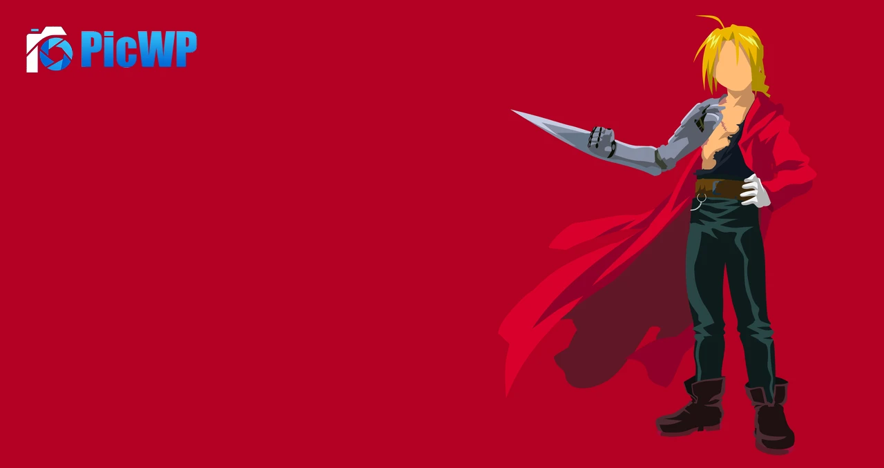 Edward Elric Red background 9K PC Wallpaper