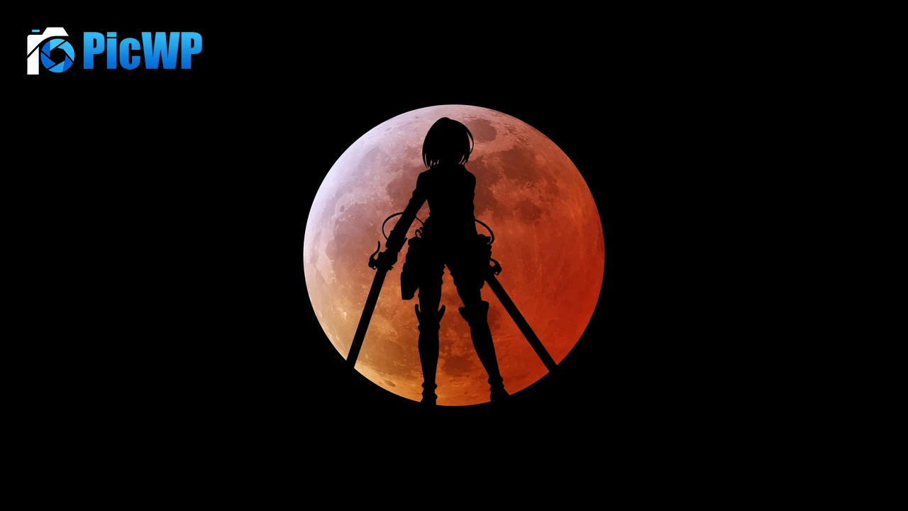 Mikasa Ackerman Black background 6K PC Wallpaper