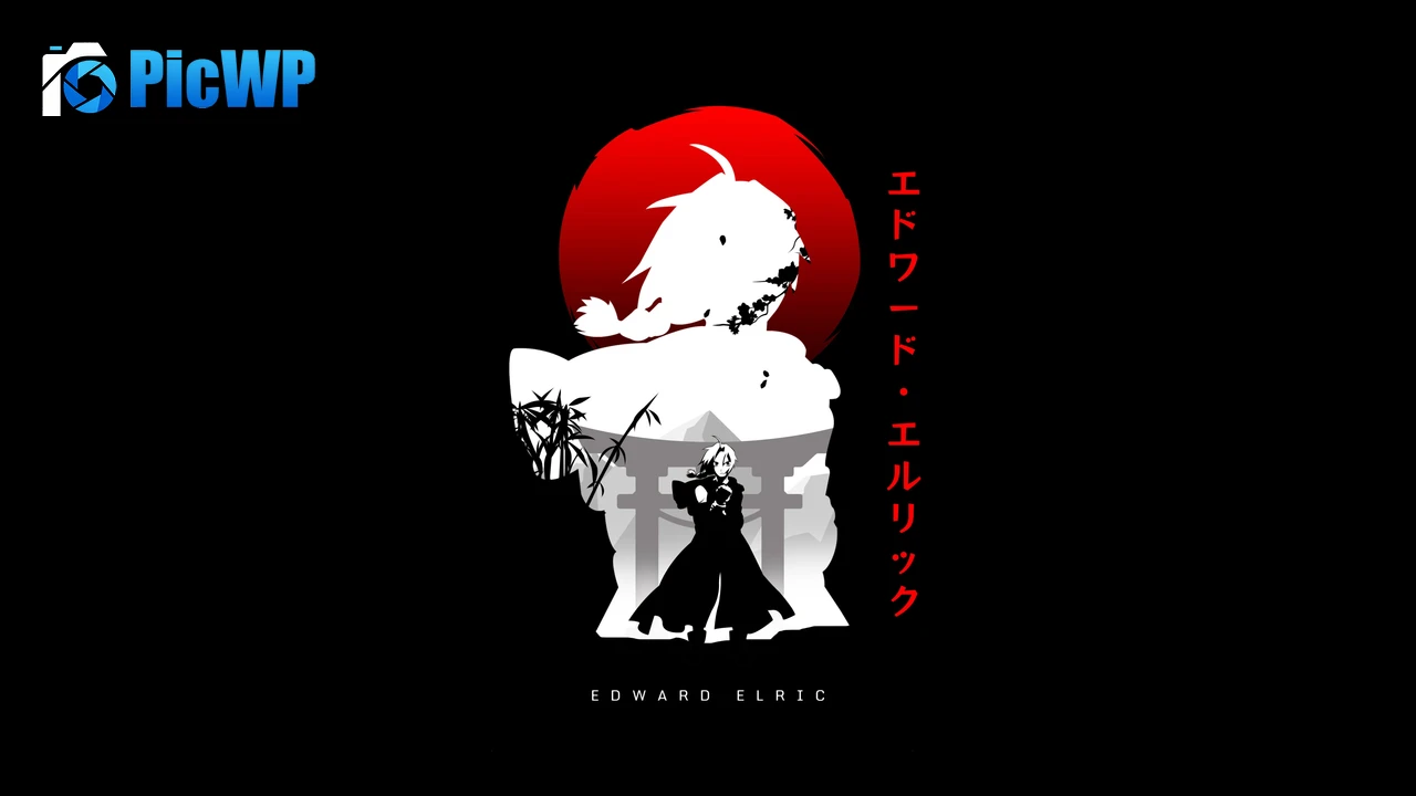 Edward Elric Black background 6K PC Wallpaper