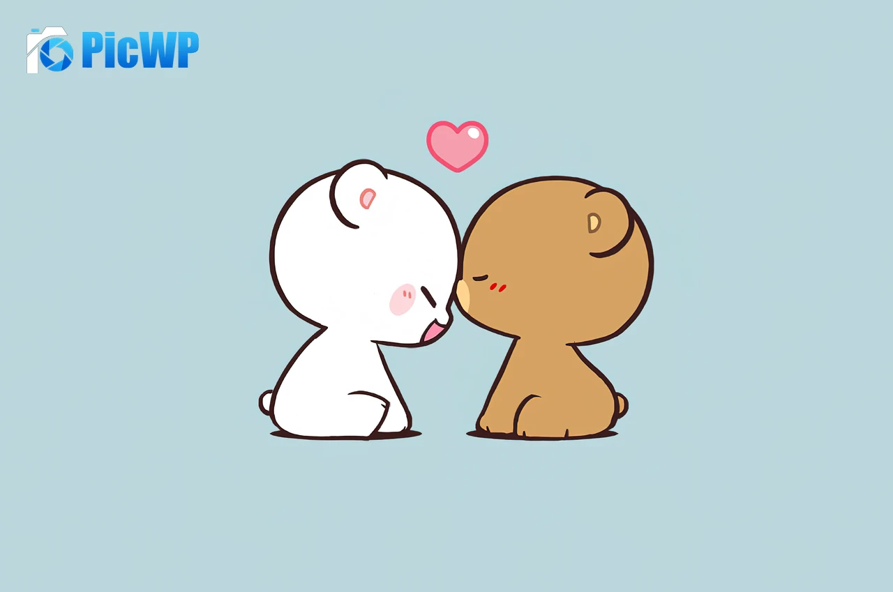Milk & Mocha Bear Cute Kiss 4K PC Wallpaper