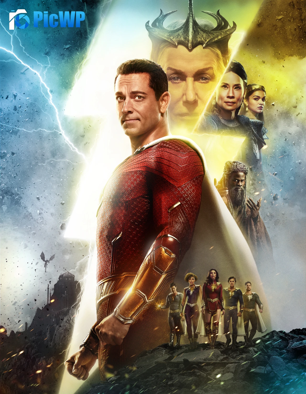 Shazam! Fury of the Gods Zachary Levi as Shazam 5K Mobile Wallpaper