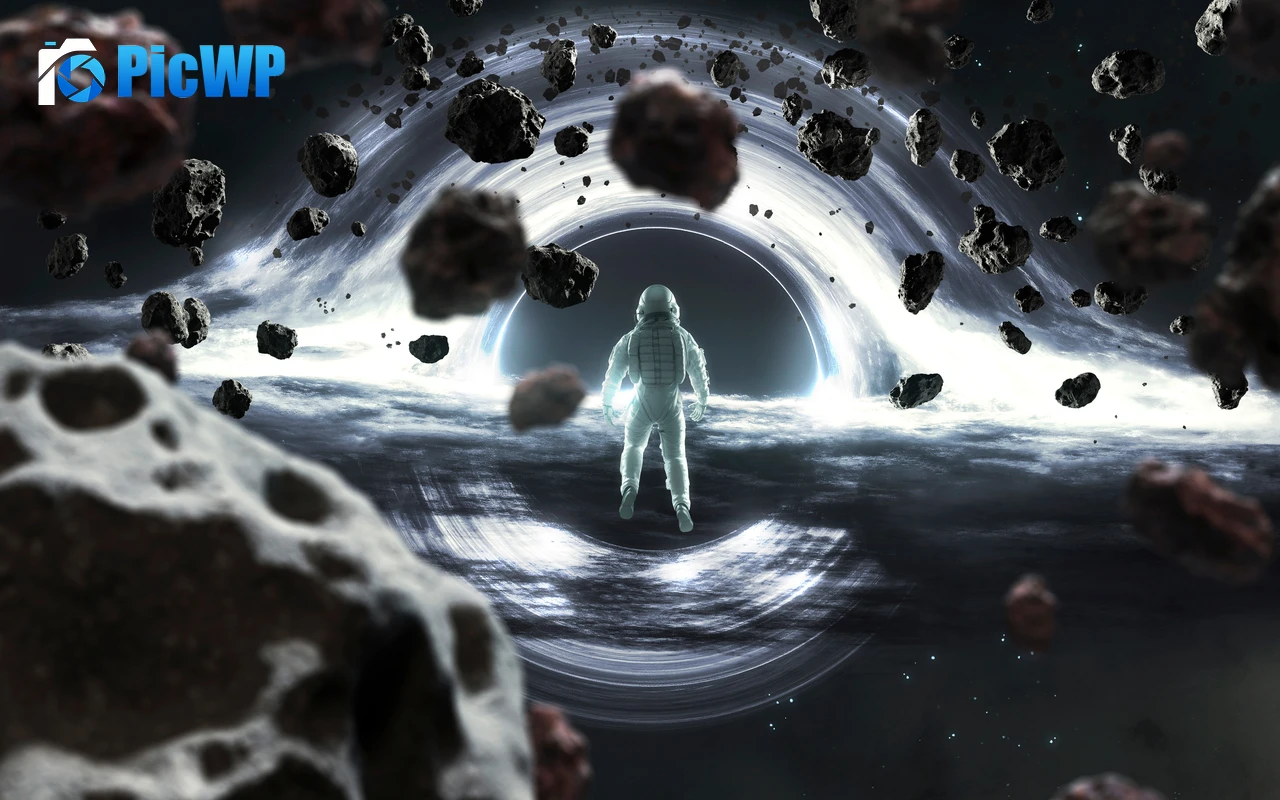 Astronaut Gargantua black hole 4K PC Wallpaper