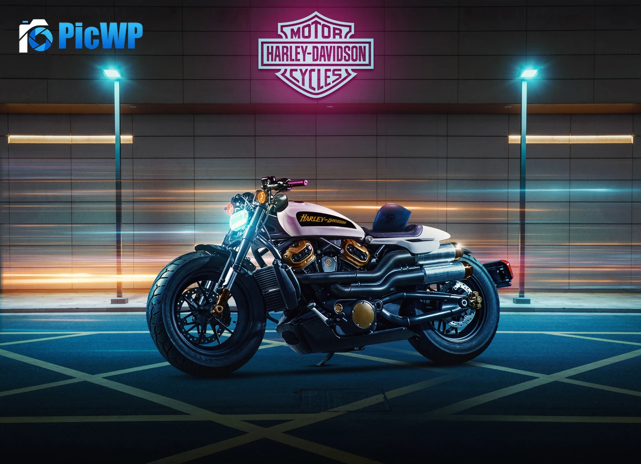 Harley-Davidson Sportster S Neon background 4K PC Wallpaper
