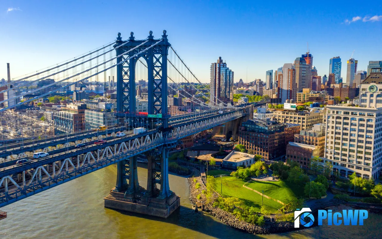 Manhattan Bridge East River Waterfront New York USA 5K PC Wallpaper
