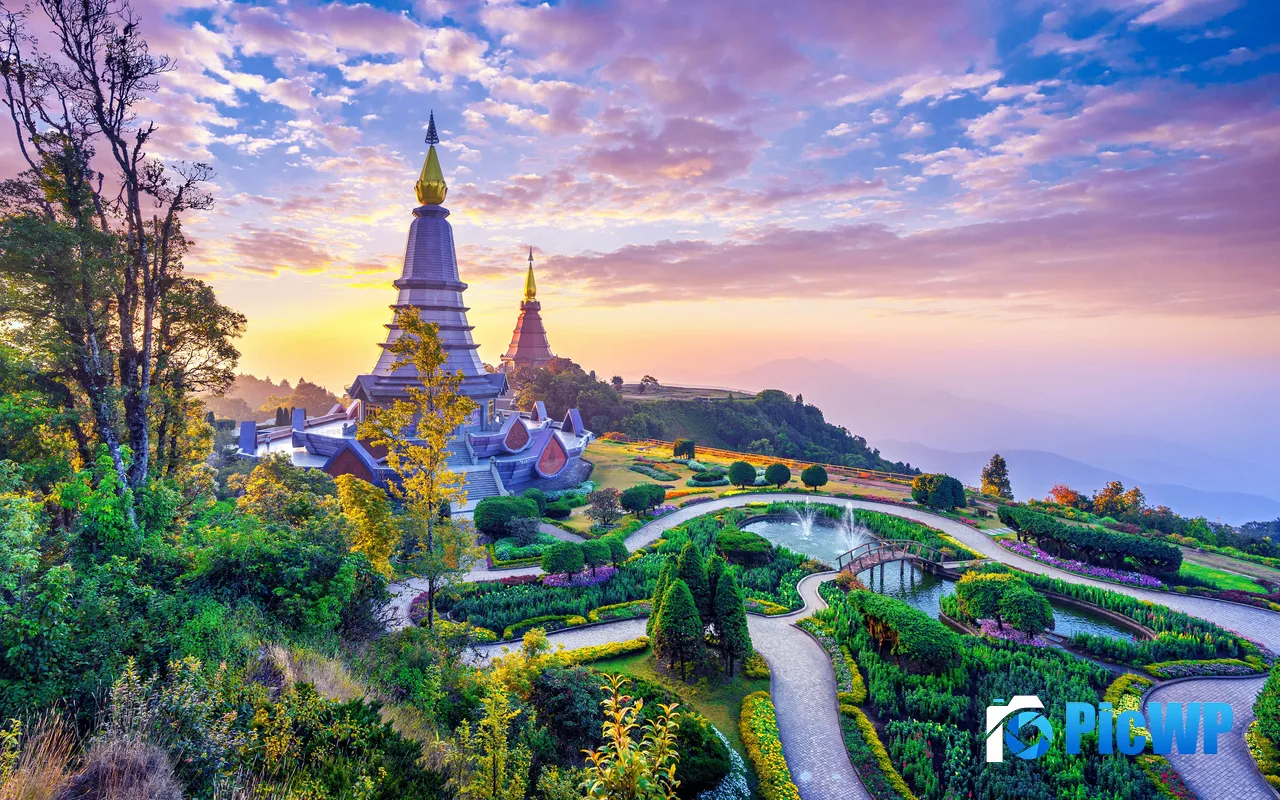Pagoda Doi Inthanon National Park Chiang Mai Thailand 5K PC Wallpaper