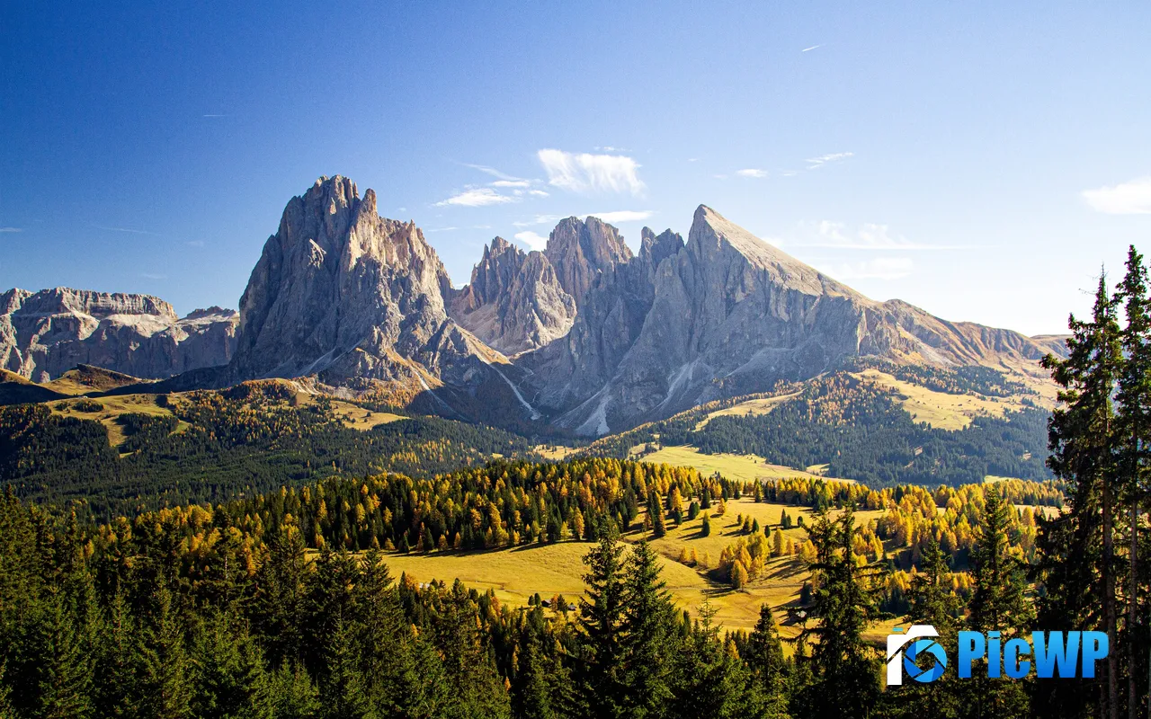 Autumn Grassy Hills Jungle Dolomites Italy 5K PC Wallpaper