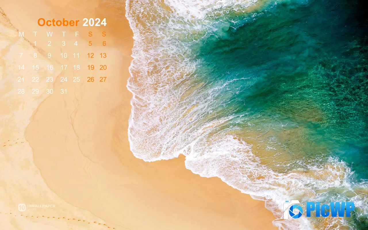 Kelingking Beach Indonesia 2024 October Calendar 5K PC Wallpaper