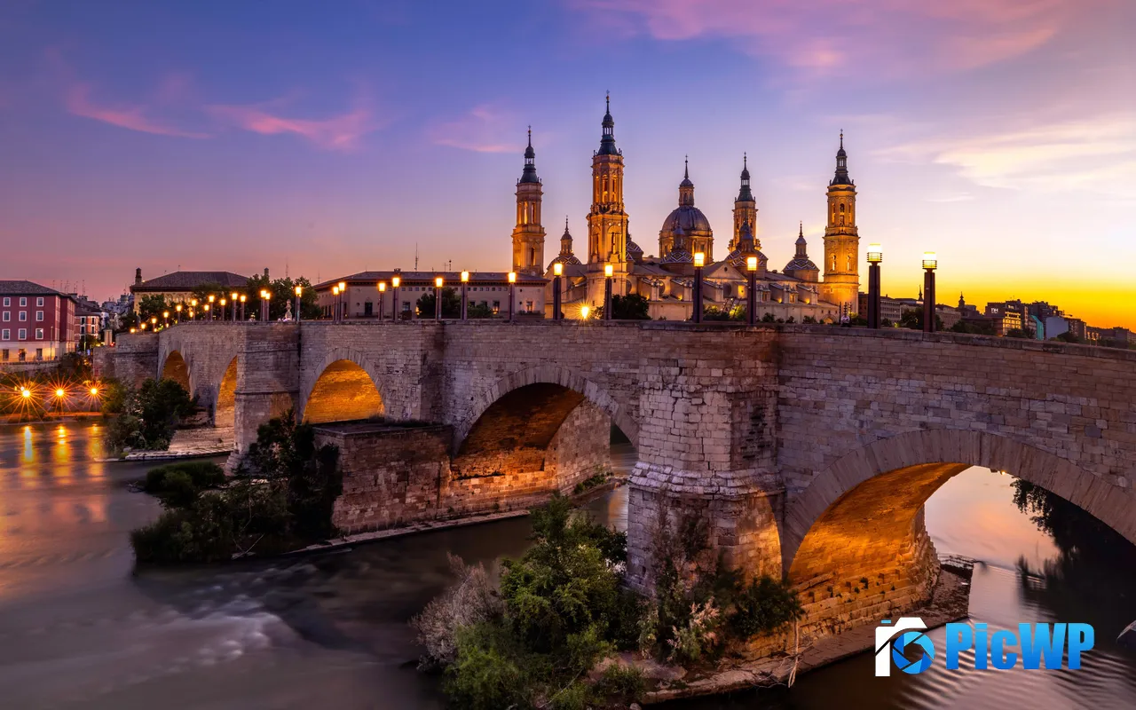 Historic Building Stone Bridge River Dusk City Europe 5K PC Wallpaper