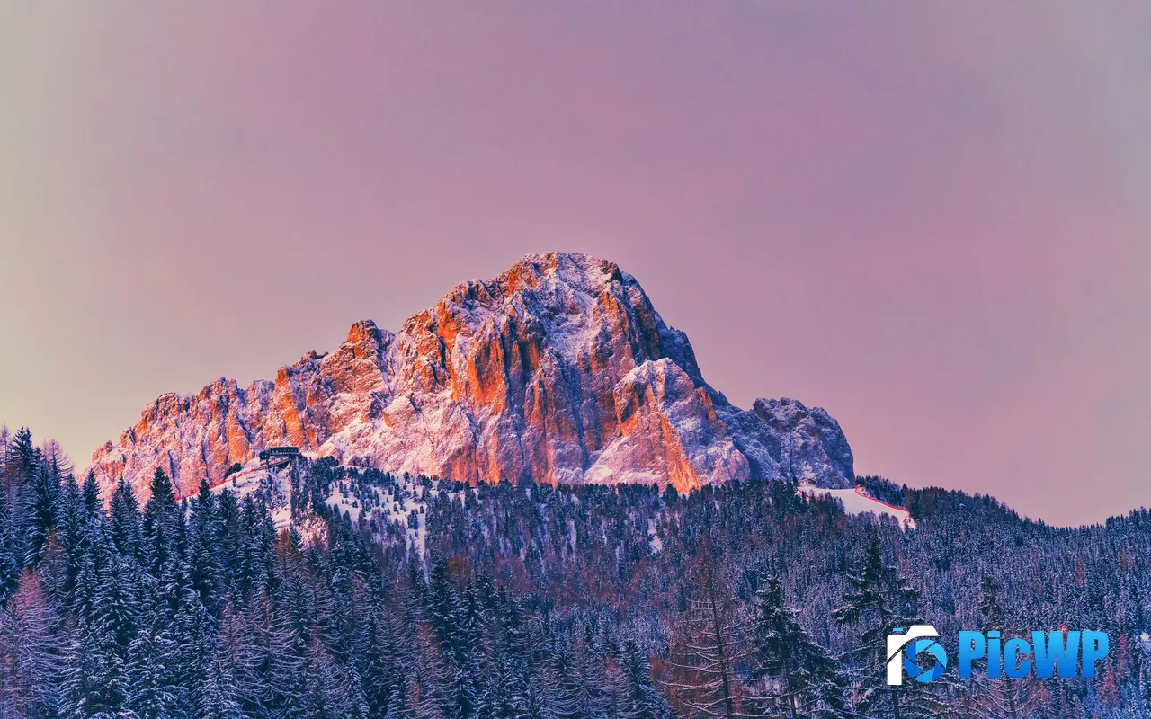 Forest Park Snowy mountains Peaks <font color=red>Sunset</font> Scenery 5K PC Wallpaper