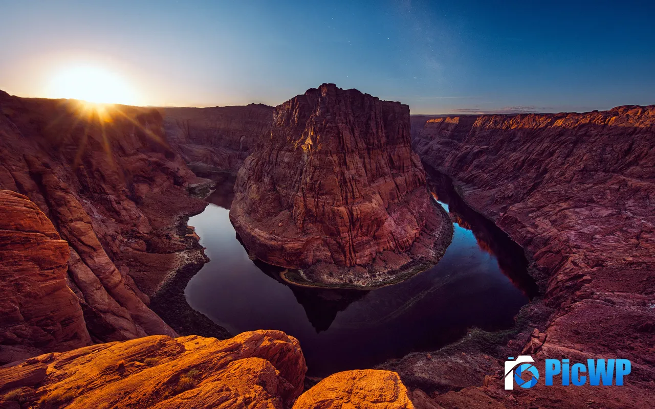 Horseshoe Bend Canyon Sunrise Scenic USA 5K PC Wallpaper