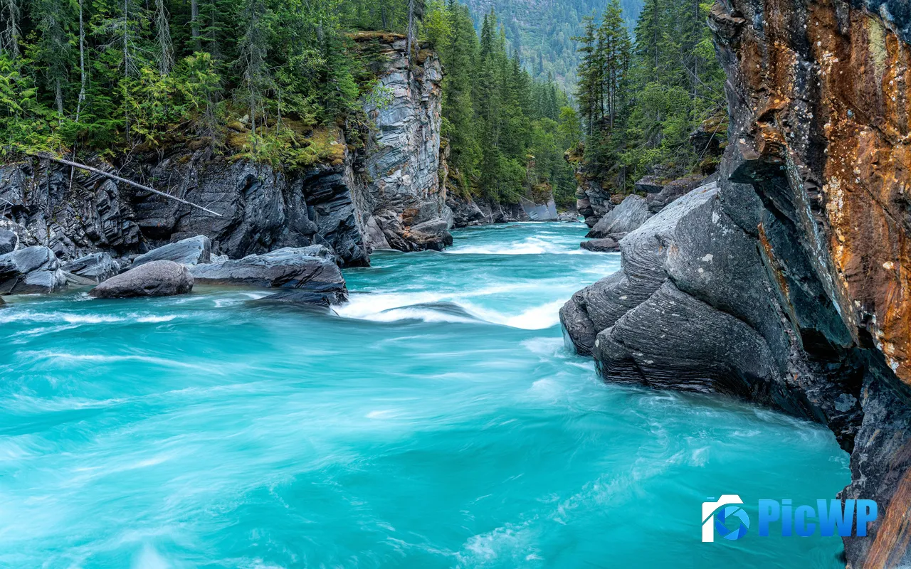 Primeval Forest Overlander Falls British Columbia Canada 5K PC Wallpaper