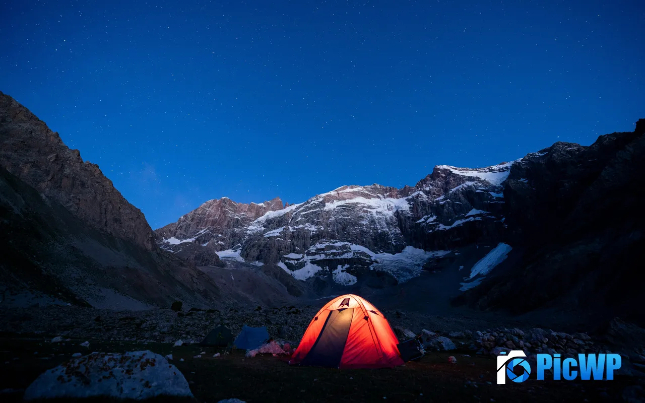 Snow mountain <font color=red>Night</font> Camping Fann Mountains Tajikistan 5K PC Wallpaper