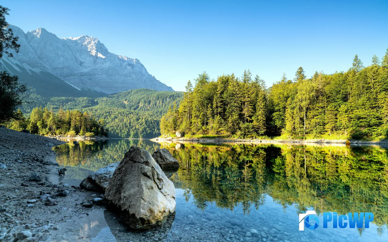 Summer Jungle Rock Eibsee Grainau <font color=red>Germany</font> 5K PC Wallpaper