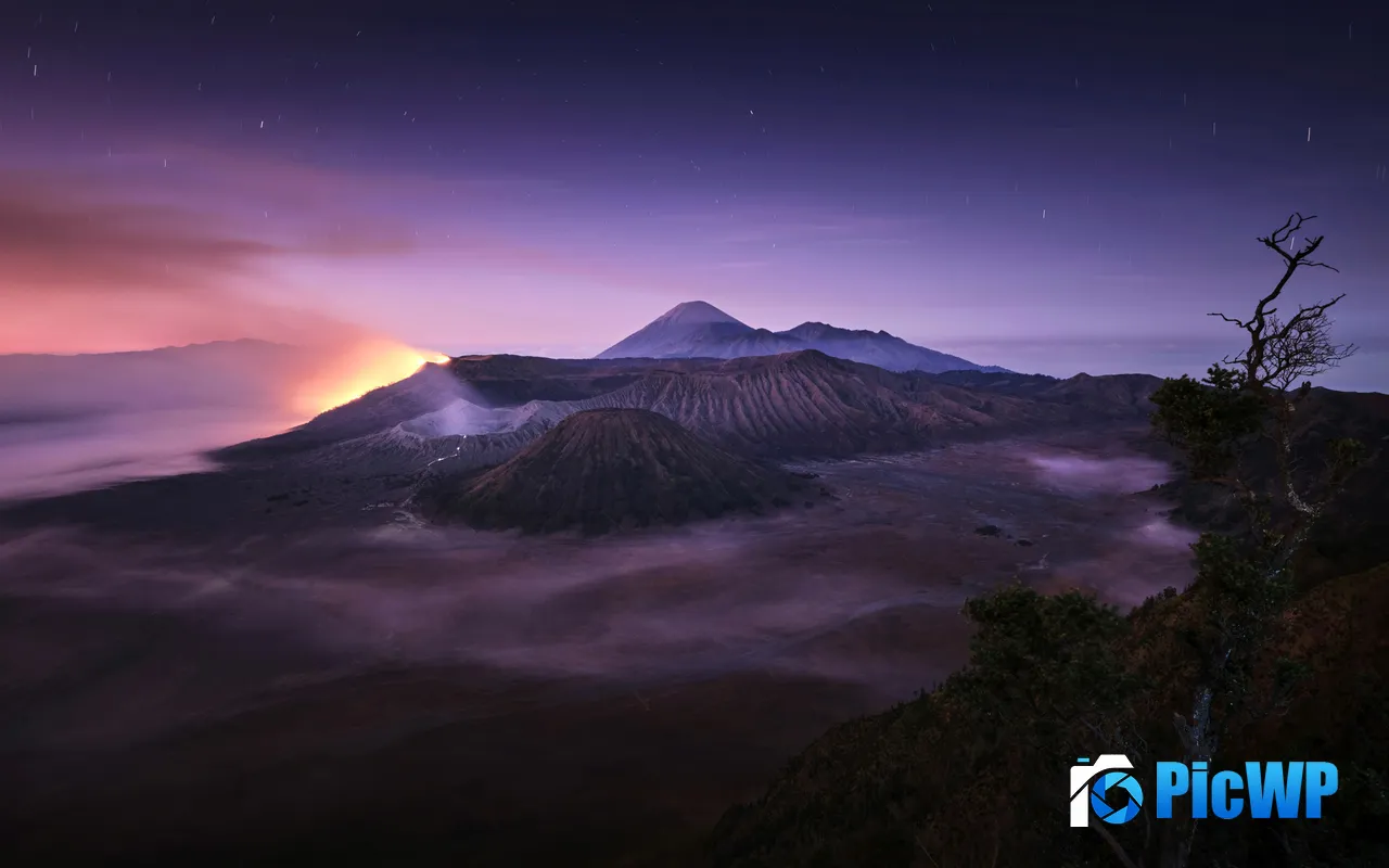 Volcano <font color=red>Dusk</font> Bromo Podokoyo East Java Indonesia 5K PC Wallpaper