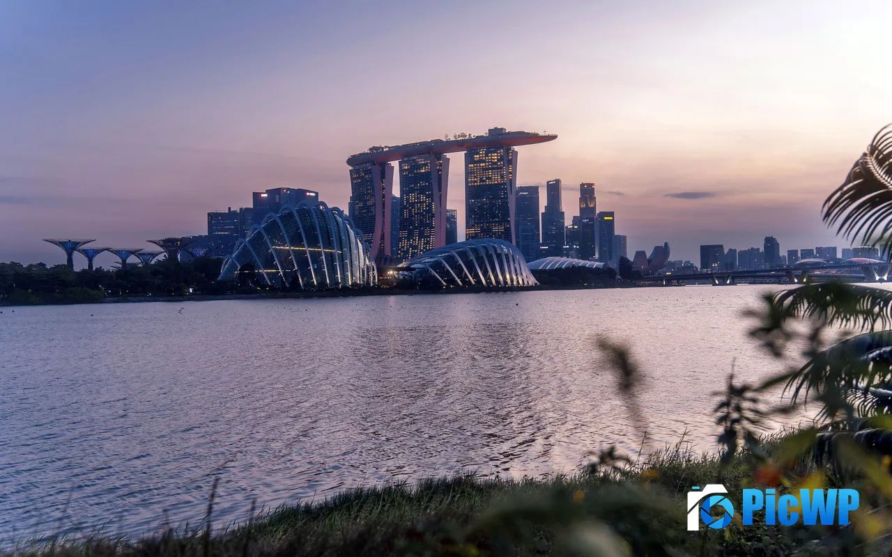 Hotel Marina Bay Evening <font color=red>Skyline</font> Singapore 5K PC Wallpaper