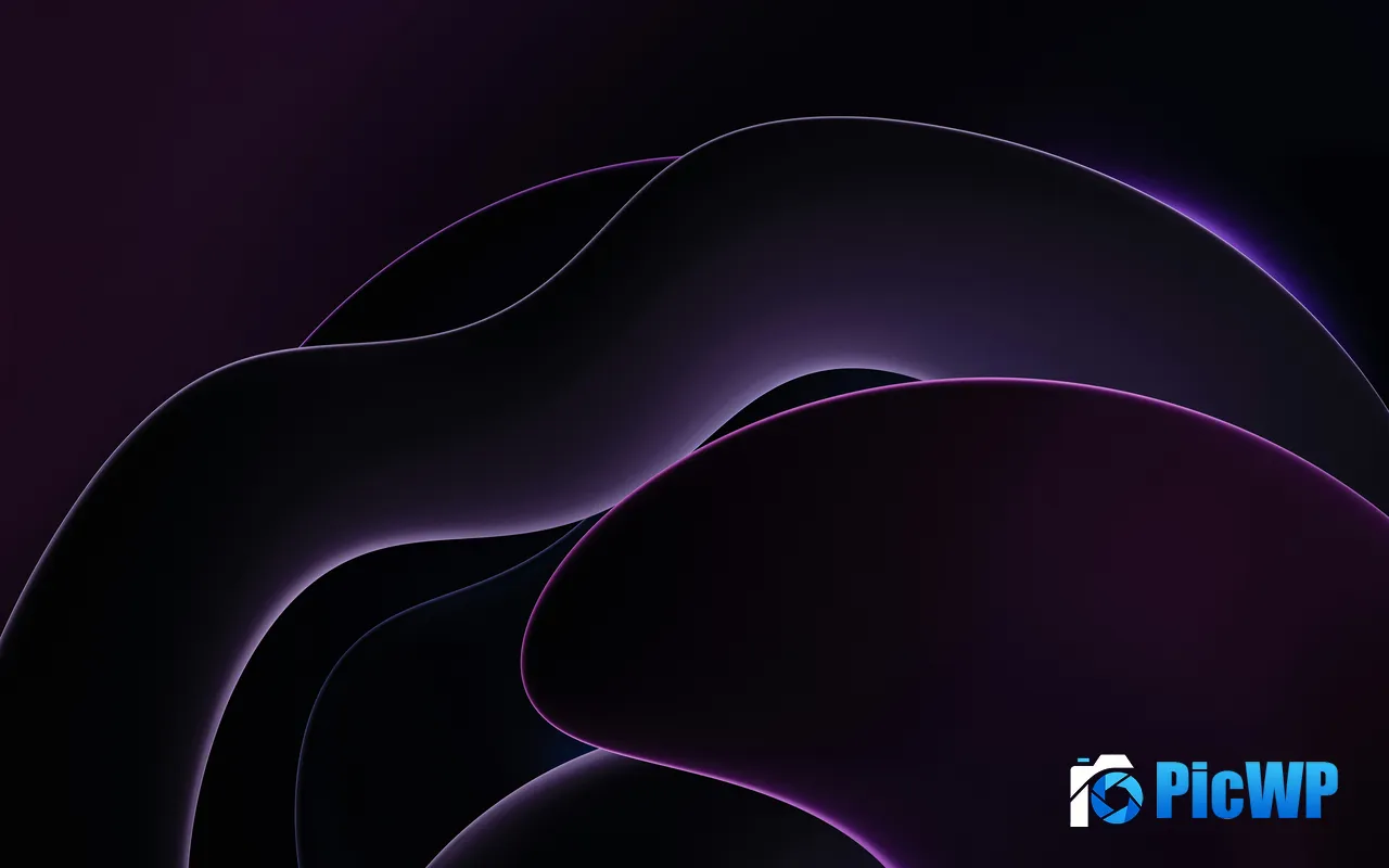 Curve Wave Dark Purple Abstract Design 5K PC Wallpaper