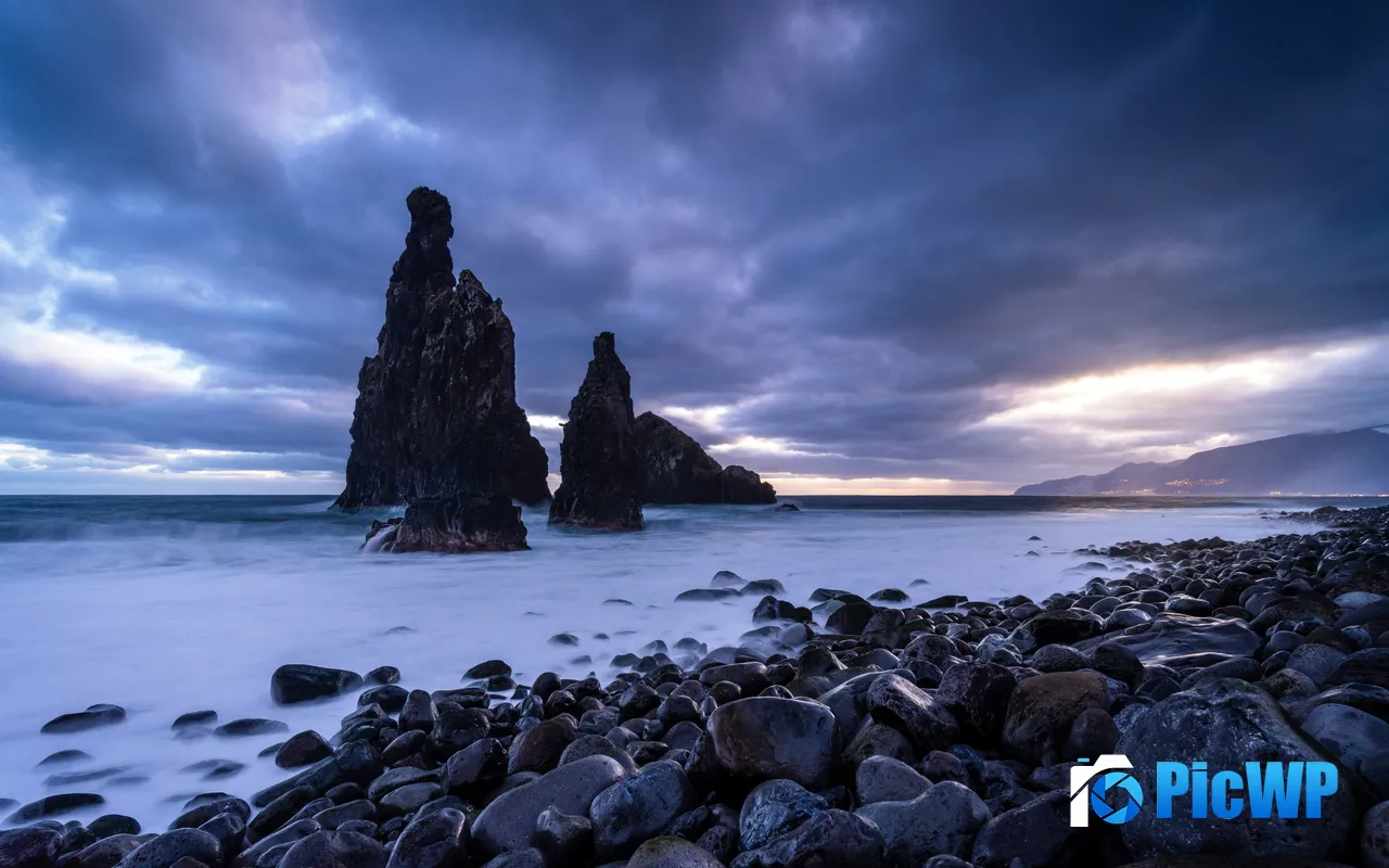 Beach Sunrise Portugal Madeira Stones Waves 5K PC Wallpaper
