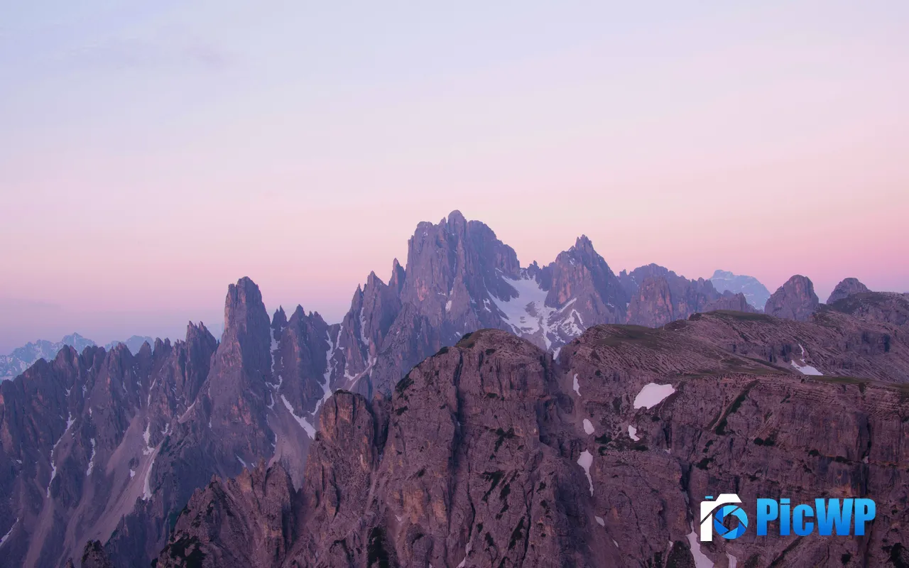 Summer Steep Peaks Snowy Mountains <font color=red>Sunset</font> 5K PC Wallpaper