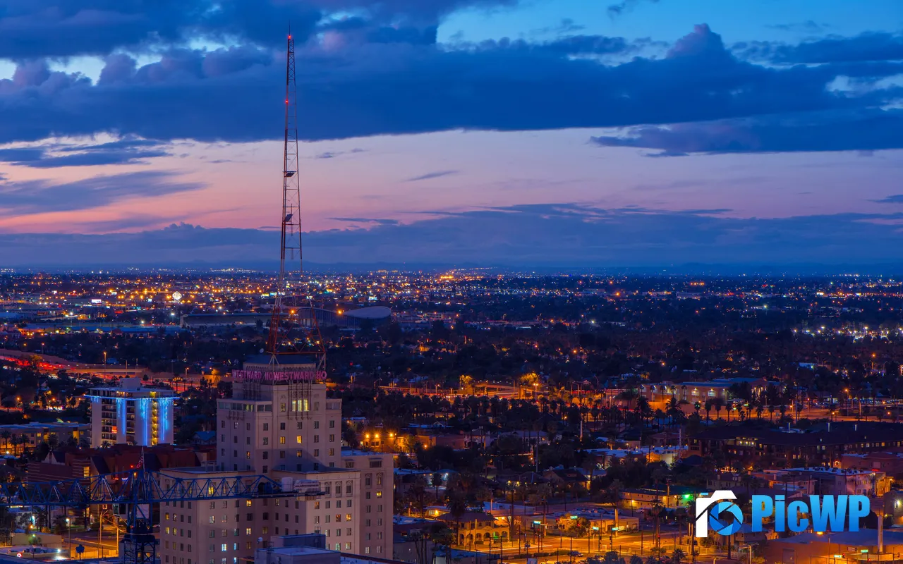 <font color=red>Sunset</font> TV Tower Phoenix Skyline Arizona USA 5K PC Wallpaper