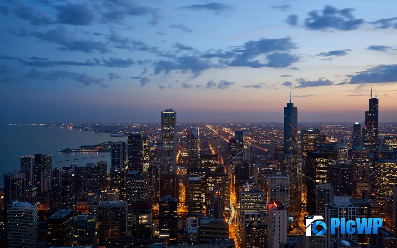 Modern City Night <font color=red>Skyscraper</font>s Horizon Dusk 5K PC Wallpaper