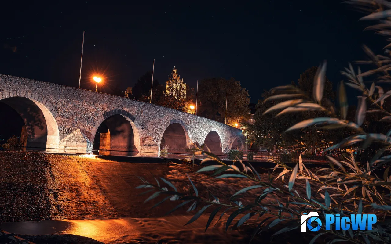 Flower City Night Lights River Wetzlar Germany 5K PC Wallpaper