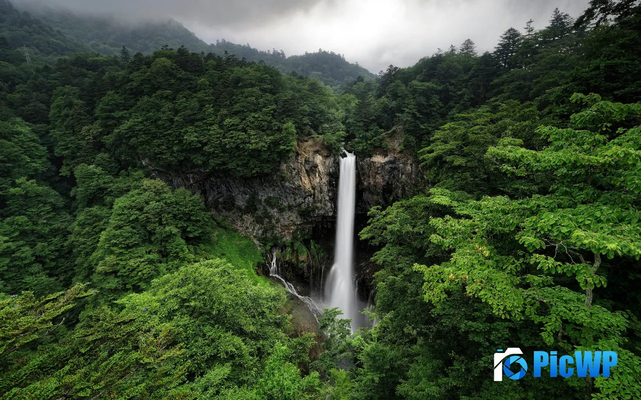 Kegon Waterfall Forest Nikko City Tochigi Japan 5K PC Wallpaper