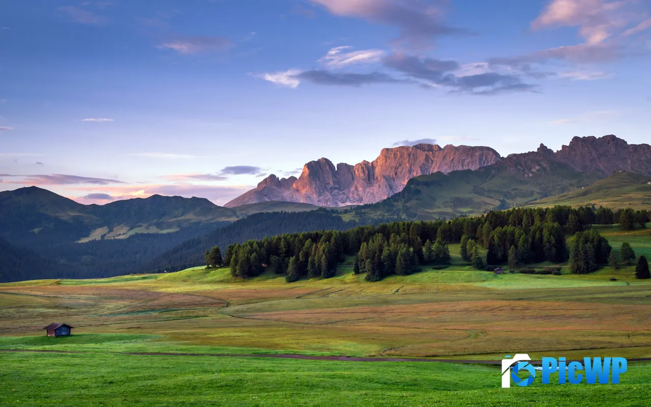 Grassland Wood House Dolomites Kastelruth Italy 5K PC Wallpaper